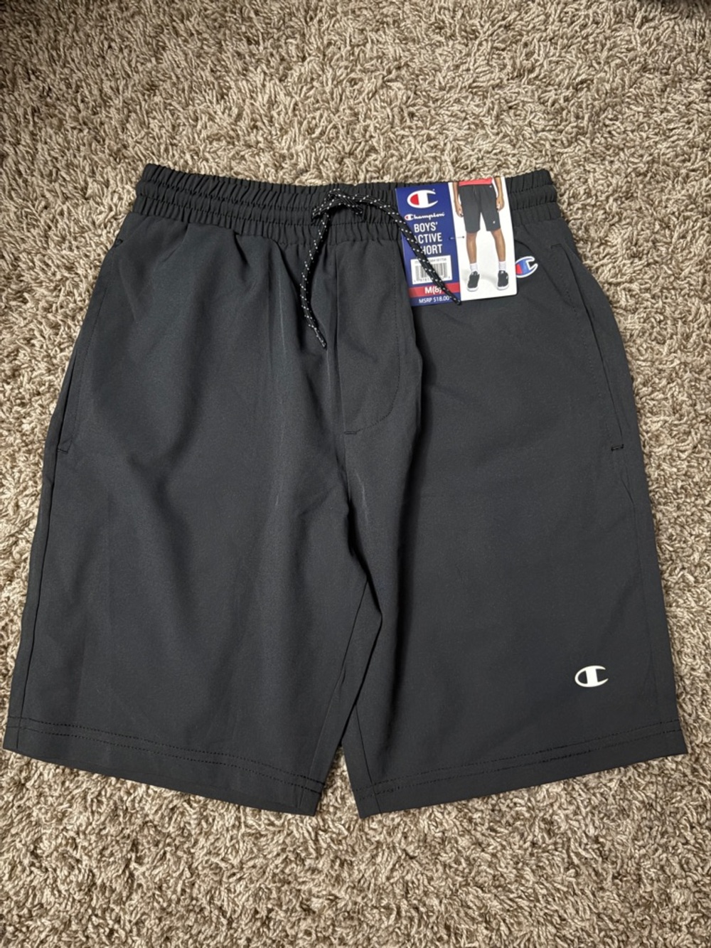 Champion Black Boys' Active Shorts with Logo